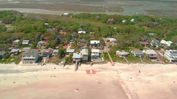 Beachfront Homes Atlantic Coast Folly Beach South Carolina — ストック動画