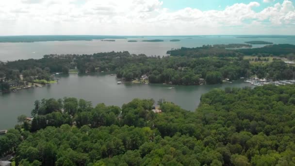 Wooded Tree Lined Lake South Carolina — Stok video