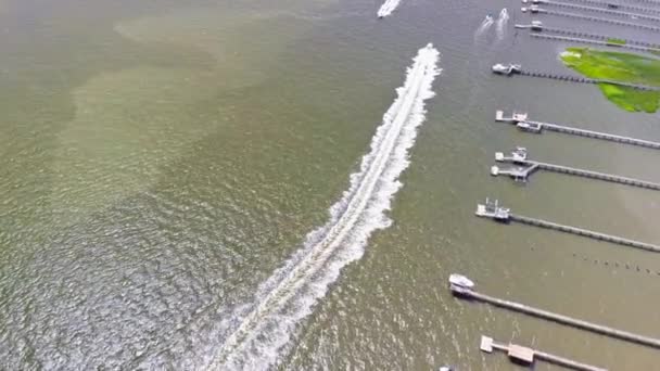 Two Boats Passing Coast — Vídeo de stock