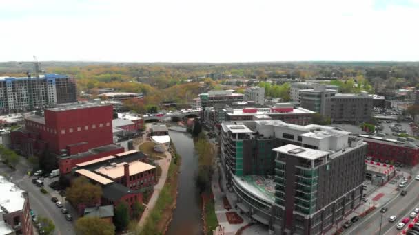 Aerial Drone Footage Downtown Greenville South Carolina — Stok video