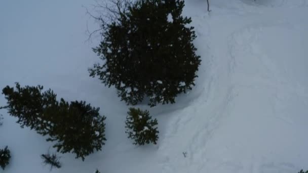 Aerial Forward Pan Shot Snowy Mountains Overlooking Horizon — Stock video
