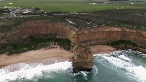 Stunning Aerial Footage Apostles Australian Coast Great Ocean Road Holiday — ストック動画