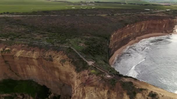 Stunning Aerial Footage Apostles Australian Coast Great Ocean Road Holiday — 图库视频影像