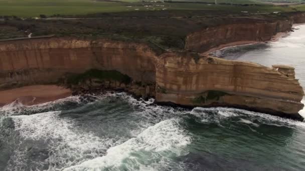 Stunning Aerial Footage Apostles Australian Coast Great Ocean Road Holiday — 图库视频影像