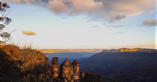 Приголомшливі Часові Кадри Трьох Сестер Національний Парк Блакитних Гір — стокове відео