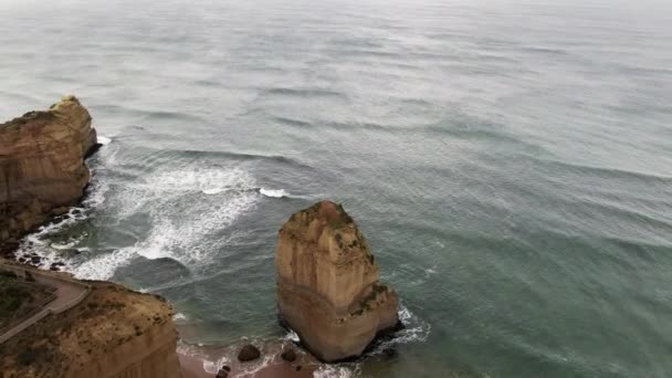 Stunning Aerial Footage Apostles Australian Coast Great Ocean Road Holiday — 비디오