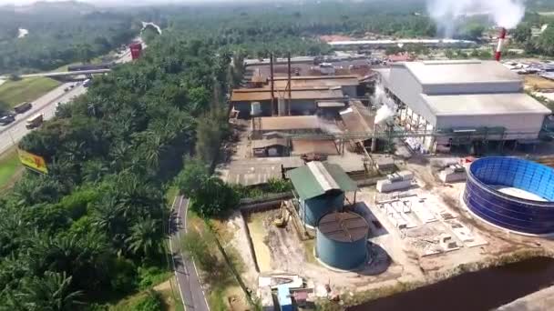 Aerial Malaysia Palm Oil Factory Kilang Kelapa Sawit — Stockvideo