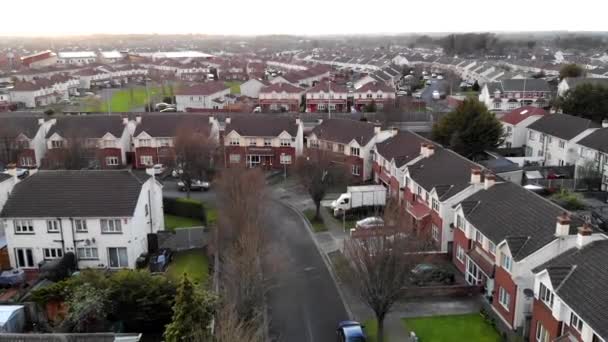 Aerial Residential Lucan Cold Day View Houses Sky Large Village — Vídeo de Stock