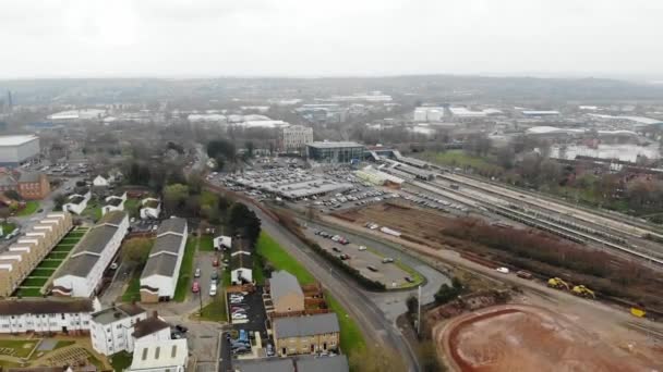 Aerial Industrial Places Large Market Town Northampton Cold Day View — Stockvideo