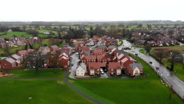 Aerial Residential Shrewsbury Cold Day View Houses Sky Small County — Stockvideo