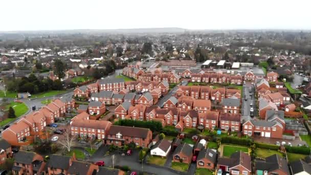 Aerial Residential Shrewsbury Cold Day View Houses Sky Small County — Αρχείο Βίντεο