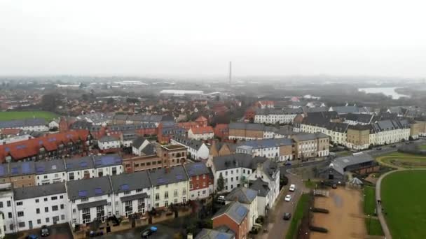 Aerial Residential Northampton Cold Morning View Houses Sky United Kingdom — Stockvideo