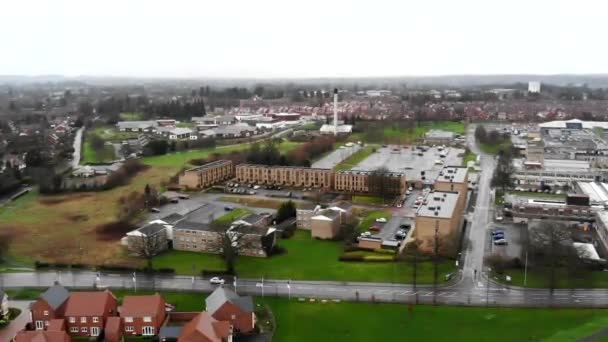 Aerial Residential Shrewsbury Cold Day View Houses Sky Small County — Video