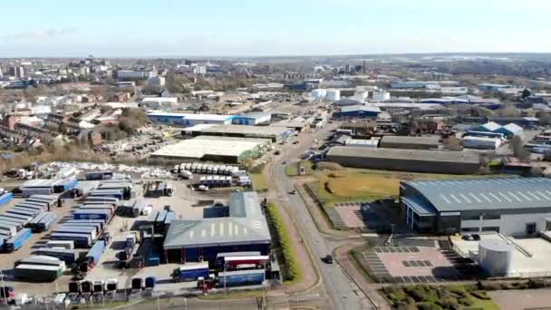 Aerial Industrial Area Northampton Sunny Day View Sky United Kingdom — Vídeo de Stock