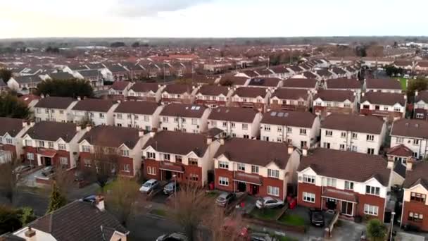 Aerial Residential Lucan Cold Day View Houses Sky Large Village — Vídeo de Stock