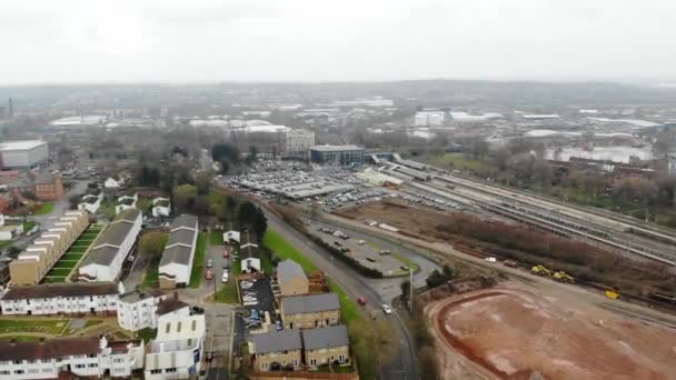 Aerial Industrial Places Large Market Town Northampton Cold Day View — Stockvideo