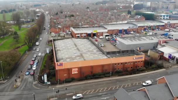 Aerial Industrial Places Large Market Town Northampton Cold Day View — Vídeo de Stock