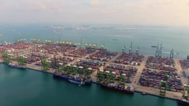 Aerial Footage Commercial Port Terminal Singapore — Αρχείο Βίντεο