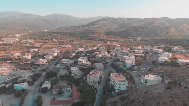 Drone Flying Small Town Greek City — Stock Video