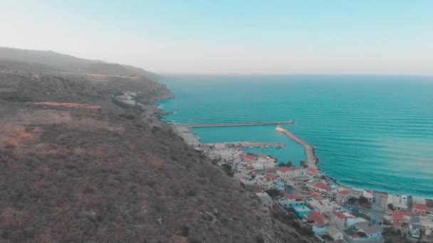 Drone Flying Small Town Greece — Wideo stockowe