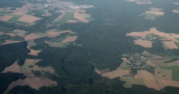 High Altitude Aerial Footage English Fields Farms Cloud Layer Bit — Vídeos de Stock