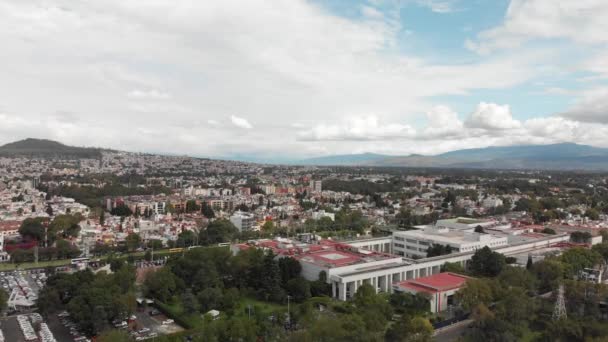 Drone View Cloudy Day Blue Sky Mexico City Drone Ascending — Stock video