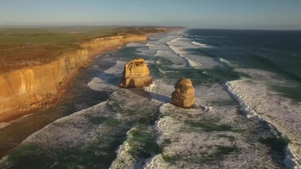 Sunset Drone Shot Great Ocean Road — Αρχείο Βίντεο