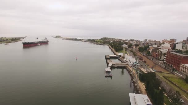 Drone Shot Newcastle Harbour — Stock video