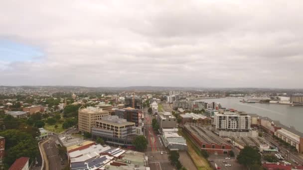 Drone Shot Newcastle City Cloudy Day — Wideo stockowe