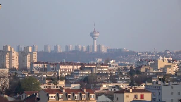 Cityscape View Tops Tower Center Paris France — стокове відео