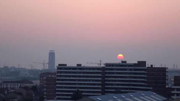 Time Lapse Cityscape Sunset View Horizon Sky Residential Living Paris — Vídeos de Stock