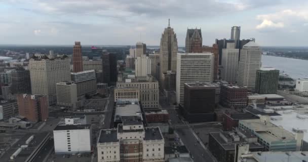 Video Aerial Downtown Detroit Detroit City Landscape Video Filmed Best — Stockvideo