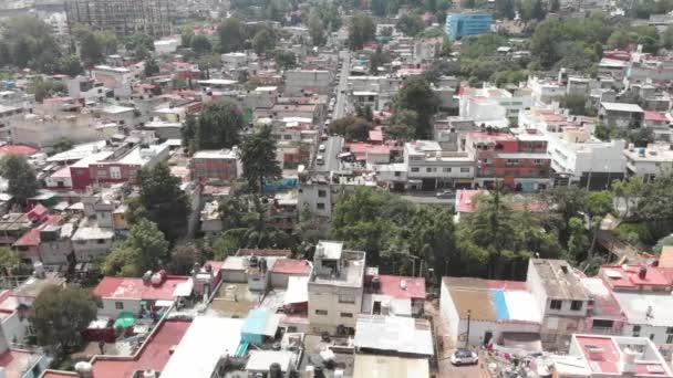 Aerial View Houses Barrio Concepci Southern Mexico City Drone Flying — Stockvideo