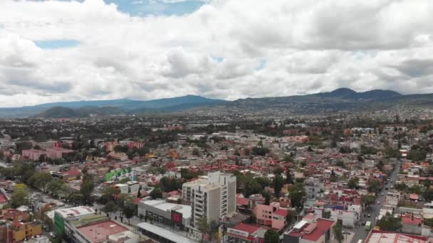 Aerial Panoramic View Southern Mexico City Drone Flying Backwards Slowly — 图库视频影像