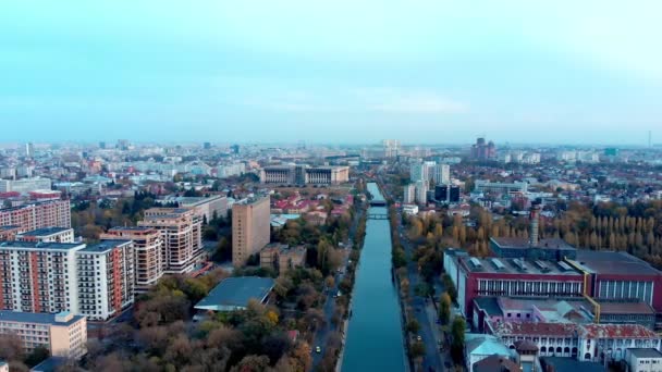 Dambovita River Bucharest Aerial Shot — Stok Video