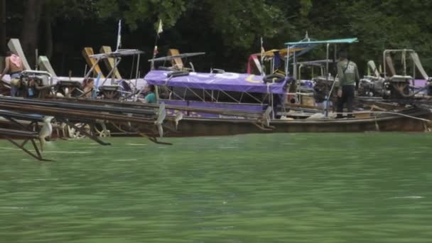 120 Fps Boat Docking Rest Boats Used Tour Thailand — Stock video