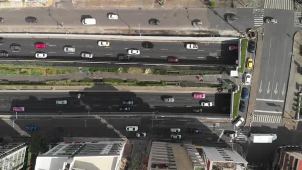 Aerial Top View Traffic Jam Drone Flying Sideways Medium Height — Vídeo de stock