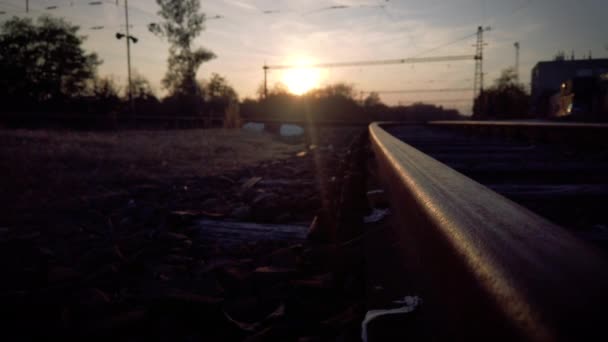 Trainstation Sunset Rails — 图库视频影像
