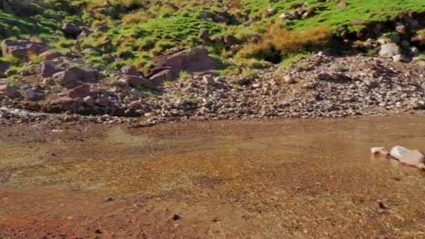 River Flows Dirt Road High Atlas Mountains Morocco — Vídeos de Stock