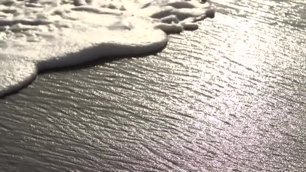 Close Camera Follows Wave Crashing Shore Slow Motion Summer Day — Video