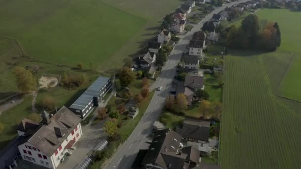 Aerial View Car Driving Village Dji Mavic — Vídeos de Stock
