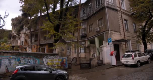 Graffiti Tbilisi Georgia Dzveli Area Old Houses Were Built Century — Αρχείο Βίντεο