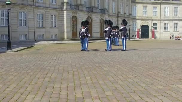 Changing Guard Denmark Amalienborg Palace Copenhagen Slow — Stok video