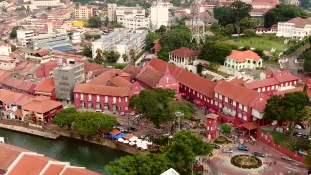 Drone Aerial Footage Malacca Old Town Malaysia — Vídeos de Stock