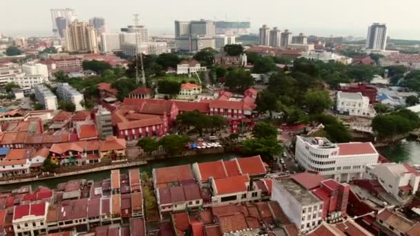 Drone Aerial Footage Malacca Old Town Malaysia — Stockvideo