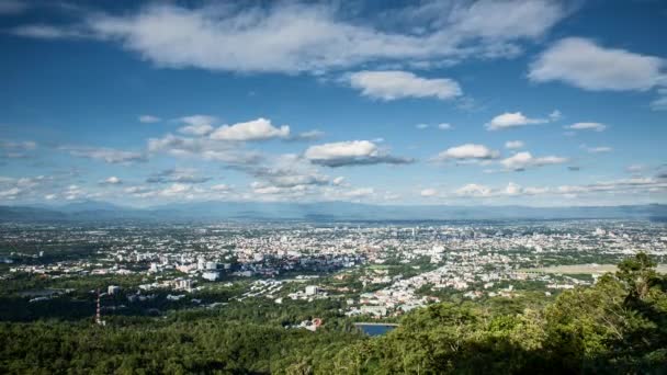 Clouds Moving Blue Sky Chiang Mai City Mountainous Scenery Time — Vídeo de stock