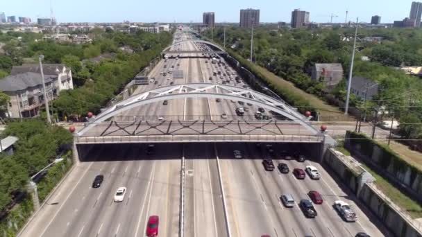 Aerial View Traffic Major Freeway Houston Texas Video Filmed Best — Wideo stockowe