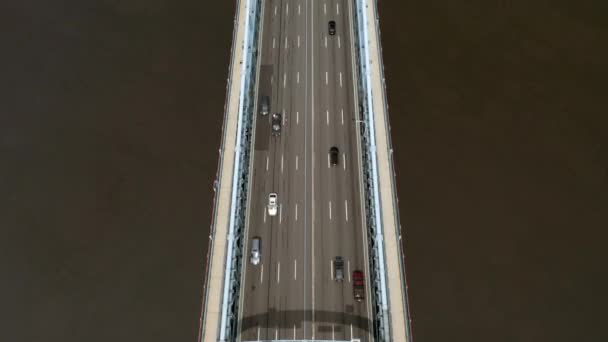 Aerial Overhead View Philadelphia Ben Franklin Bridge Skyline Summer Cars — Αρχείο Βίντεο