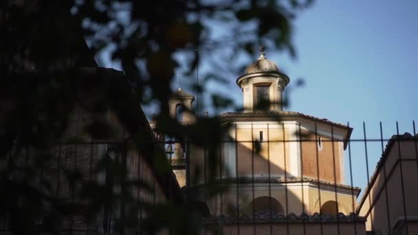 Slow Motion Reveal Classic Old Italian Church Rome Summer — Stock videók