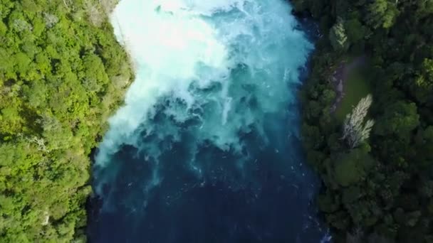 Aerial Tilt Shot Blue White Rapids River New Zealand — Stockvideo